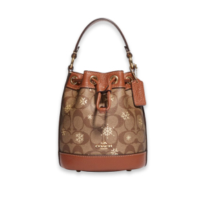 coach蔻驰奥莱新款dempsey女士15号迷你水桶包雪花标志斜挎包包女