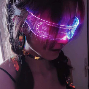赛博朋克led发光面具眼镜抖音酒吧蹦迪气氛眼罩七彩变色直播道具
