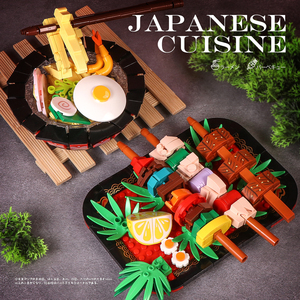 兼容乐高日式拉面烧烤寿司美食街景摆件拼装模型中国积木礼物玩具