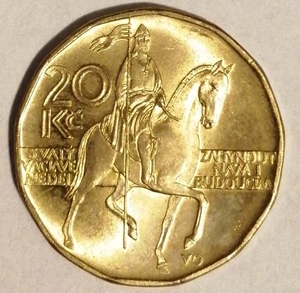 捷克共和国20克朗 (十字军东征骑士) 全新 unc