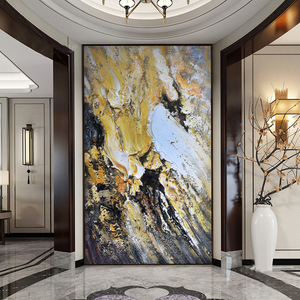 玄关背景墙油画现代走廊尽头抽象装饰画定制壁纸大气进门墙3d立体
