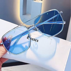 星空渐变蓝眼镜女网红适合小脸自动变色眼睛男潮流拍照圆脸显脸小