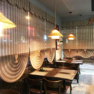 扇形竹帘子卷帘竹窗帘升降门帘罗马式餐厅酒店饭店茶楼室遮光