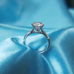 18k金简单六爪钻石戒指定制pt950铂金戒指定制au750戒托空托定制