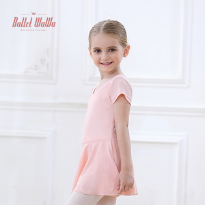 芭蕾娃娃女童练功服短裙儿童形体服舞蹈连体服粉蓝红色芭蕾舞考级