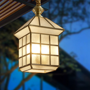 全铜吊灯别墅花园阳台灯室外玄关屋檐大门灯家用凉亭庭院超亮防水