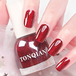 2021年新色指甲油女免烤快干持久不可剥夏天显白涂脚趾大红色美甲