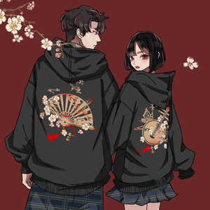 中国风情侣卫衣国潮国风连帽宽松纯棉印花2021秋季新款情侣装外套