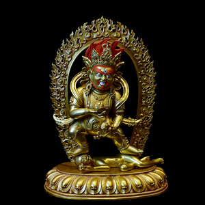 台湾黑财神佛像铜鎏金密宗五姓财神藏巴拉居家供奉招财摆件7寸