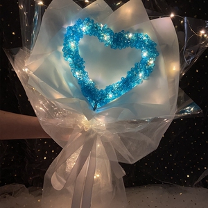 玻璃满天星520情人节花束摆摊材料包手捧花带灯diy发光串珠的摆件