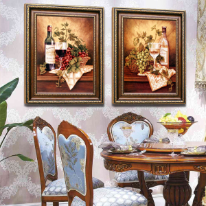 美式餐厅装饰画欧式饭厅单幅水果红酒挂画高端酒杯厨房背景墙壁画