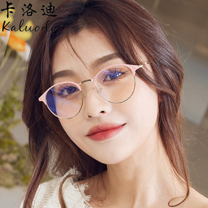 新款天鹅眼镜框平光防辐射防蓝光眼镜女圆脸素颜配镜片近视眼睛女