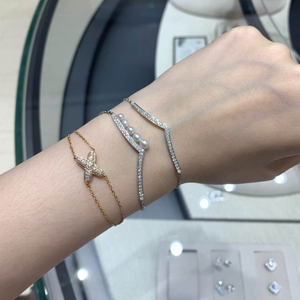 欧洲代购 chaumet 尚美手链 18k白金 加冕皇冠 镶钻镶珍珠 手环女