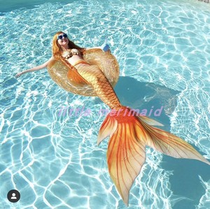 高清美人鱼尾巴定制加纱超大尾巴鱼皮海洋馆演出自由潜水拍照泳衣