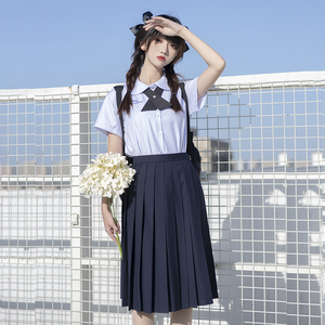初町野日系jk纯色百褶裙全套夏季女原创泰式衬衫校服班服长裙套装