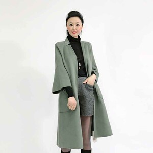 k&ch/纤牌女装冬季新款双面毛呢羊毛长款大衣外套c184c120j3