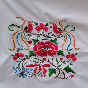 剁花绣扇单盖花用电视被单蒙布绣花半成品刺绣戳手工的扇单布盖巾