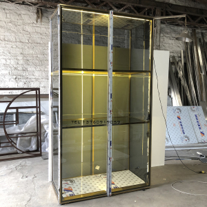 不锈钢衣柜现代简约卧室家用轻奢钢化玻璃推拉门移门大衣橱可定制