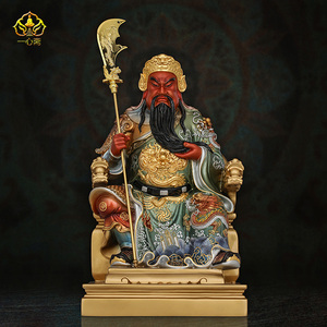 000人付款淘宝纯铜关公彩绘2021新款摆件客厅关二爷雕像武财神关羽