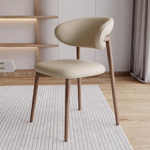 现代北欧设计师实木餐椅简约原木休闲咖啡椅家用靠背椅家用布艺椅
