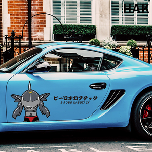 个性网红汽车贴纸动漫卡通铁甲小宝卡布达鲨鱼辣椒划痕遮挡遮盖大