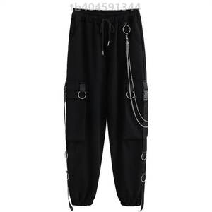 街头嘻哈imns风带铁链条子潮暗黑系束脚jk长工装长裤子s0人付款113