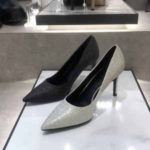 2020冬季新款小ck女鞋ck1-60361289时尚亮片闪粉尖头细高跟单鞋女