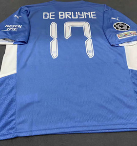 正版曼城球衣21/22欧冠版主场福登球员版短袖足球服17号德布劳内