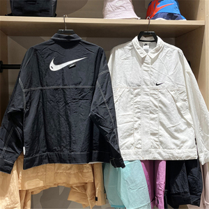 nike耐克大勾子女子跑步工装梭织运动休闲防风翻领夹克外套dm6204