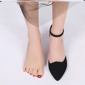 高跟鞋宽脚面大脚骨适合黑色细跟大学生工作鞋新款尖头仙气搭配