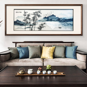 清风竹韵山水风景画沙发背景墙茶室书房壁画刺绣客厅装饰画新中式