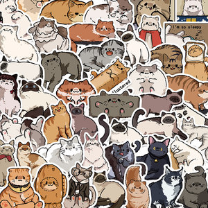 【原创】50张遇见小猫贴纸卡通可爱猫咪ins风笔记本行李箱贴画防水ipad电脑手机壳装饰