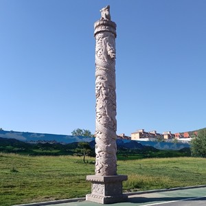 石雕盘龙柱石柱子广场祥云柱加工定制汉白玉九龙柱华表青石建筑