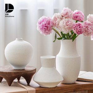 花瓶摆件客厅插花陶瓷鲜花白色陶罐侘寂风水培干花餐桌日式极简大