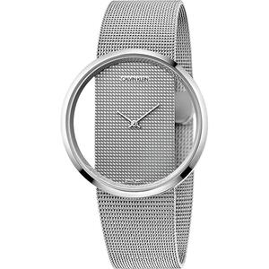 calvin klein凯文克莱ck手表女 42mm钢带透明石英女表 k9423t27