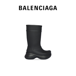 BALENCIAGA巴黎世家CROCS合作款女士品牌徽标圆头靴子