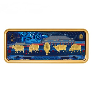 工商银行中国银行足金摆件五牛图珍藏版月历邮票红包套装商务送礼