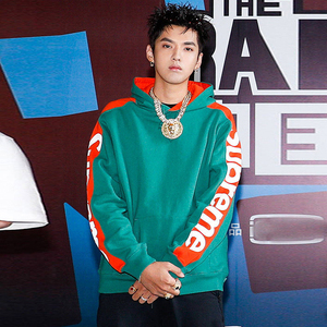 吴亦凡同款supreme卫衣男连帽麒麟臂嘻哈套头官网旗舰superme帽衫