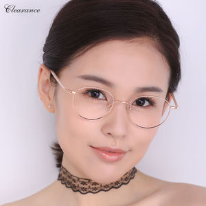 克莉伦丝玫瑰金眼镜框女复古圆框眼镜文艺金属近视镜框金丝边网红