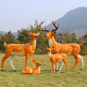 仿真梅花鹿雕塑小鹿摆件树脂玻璃钢动物花园庭院子景观装饰幼儿园