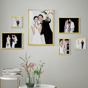 婚纱照组合照片墙 影楼大尺寸相框 北欧客厅放大挂墙结婚照片定制
