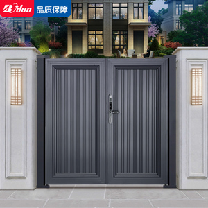 博盾铝艺大门乡村院子小门别墅庭院铝合金电动双开小院移门对开门