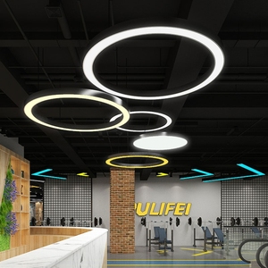 led圆形拼接造型灯电玩城网咖健身房商场超市工业风空心圆环吊灯