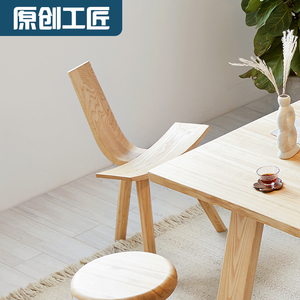 原创工匠欧式实木餐椅白蜡木椅子现代简约环保客厅餐厅休闲家具