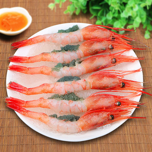 北极甜虾刺身生吃俄罗斯海鲜鲜活超特大冰虾牡丹新鲜日料甜虾即食