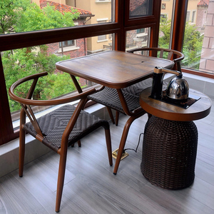 阳台藤椅三件套茶桌椅组合户外庭院露台小桌椅休闲喝茶桌椅茶几