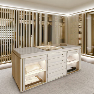 衣帽间岛台 中岛家用轻奢扪皮玻璃中岛柜 意大利首饰柜装饰柜定制