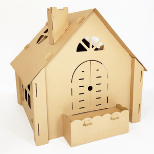 儿童纸板帐篷大号游戏屋纸箱房子宝宝城堡涂鸦玩具屋手工diy制作