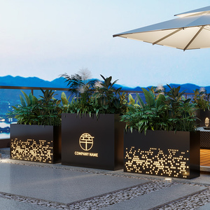 户外花箱组合灯箱太阳能灯光花槽餐厅奶茶店外摆隔断室外花坛定制