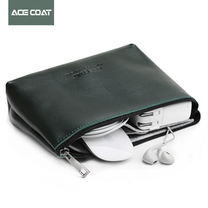 ACECOAT数码配件收纳包适用苹果华为小米笔记本电源线鼠标袋便携牛皮皮质保护套充电宝电源器数据线包